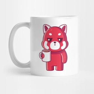 Cute red panda drinking coffee Mug